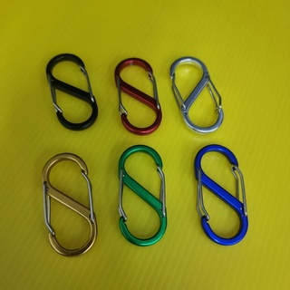 CARABINER ตัวS ขอเกี่ยวพวงกุญแจ รูปตัวS  อลูมิเนียมคลิปสปริงชุดล็อคสำหรับห้อยสิ่งของ  แขวนของแบบล๊อคได้รับนน. ได้ 50 กก.