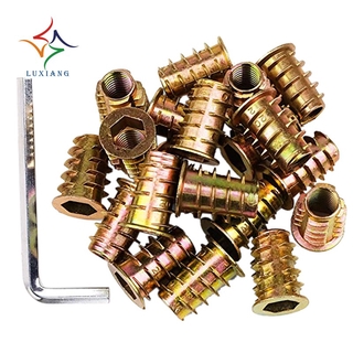 100Pcs M6 x 15mm Furniture Screw in Nut Threaded Wood Inserts Bolt Fastener Connector Hex Socket Drive