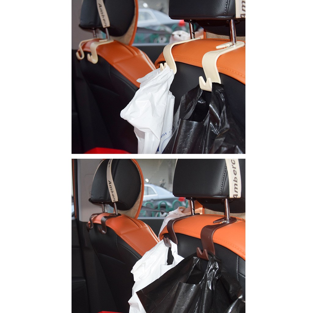 ตะขอแขวนของ ตะขอแขวนหลังเบาะ ที่แขวนของหลังเบาะ ตะขอที่แขวนถุงและกระเป๋าในรถยนต์ (สีดำ) - รูปที่ 6