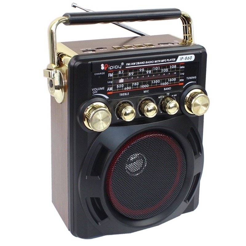 วิทยุ IP-860 ฟังได้ทั้ง Bluetooth FM/AM/เล่นUSBได้/SD/MP-3/ รุ่น Portable-karaoke-box-microphone-radio-fm-usb-01d-K3