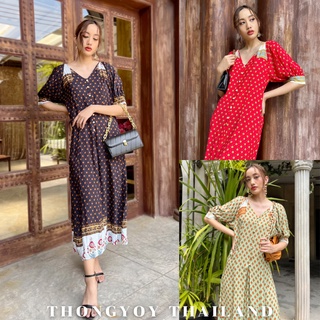 THONGYOY-Olivia Dress Sunflower 4สี เดรสเเขนตุ๊กตา เดรสโบฮีเมียน ชุดโบฮีเมียน เดรสยาวออกงาน ชุดเที่ยวทะเล ชุดใส่สบาย