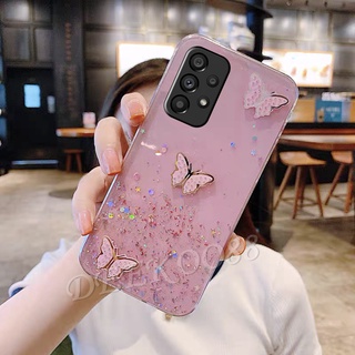 ใหม่ เคส ซัมซุง Samsung Galaxy A73 A23 LTE A13 A03 Core A03S M23 M33 M22 4G 5G 2022 New Handphone Casing Solid Glitter Butterfly Transparent Bling Phone Case Back Cover เคสโทรศัพท์ SamsungA73 SamsungA23