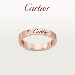 [พร้อมส่ง] Cartier C Series แหวนแพลตตินัม ประดับเพชร สีโรสโกลด์ เวอร์ชั่นแคบ