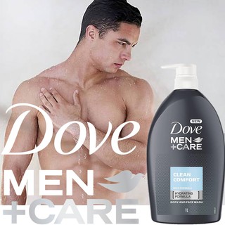 Dove Men Care Clean Comfort Body And Face Wash 1L ผลิตภัณฑ์อาบน้ำทำความสะอาดผิวหน้าผิวกายสูตรพิเศษสำหรับผู้ชาย