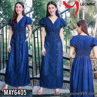 แม๊กซี่เดรสยีนส์ Maxi Dress jeans แซกยีนส์ยาว  เดรสยีนส์ยาว เดรสยีนส์ ชุดเดรส ชุดยีนส์แฟชั่น MAY6405 Leonine