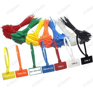 100 เส้น 7 สี Marker Tie เคเบิ้ลไทร์แบบมีป้าย สายรัดแบบมีป้าย สายรัดไนล่อน( Nylon Cable Tie) เข็มขัดรัดสายไฟแบบมีป้าย