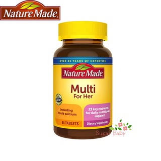 Nature Made Multi for Her With Iron &amp; Calcium 90 Tablets วิตามินรวมสำหรับผู้หญิง