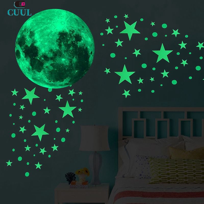 Glow In The Dark Stickers 435pcs Luminous Moon Dots Stars Wall