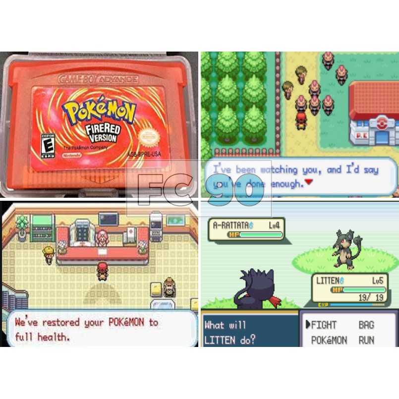 ตลับเกมโปเกมอน ไฟร์เรด  เวอร์ชั่นภาษาอังกฤษ  Pokémon FireRed GBA ตลับมือสอง เฉพาะตลับไม่มีกล่อง สภาพดี  กมบอยแอดวานซ์