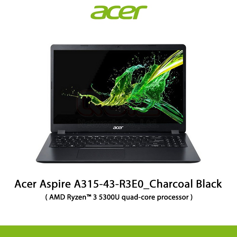Acer Aspire A315-43-R3E0_Charcoal Black NX.K7CST.001 Notebook ( โน๊ตบุ๊ค ) 15.6” FHD AMD 3 5300U RAM4GB SSD512GB W11