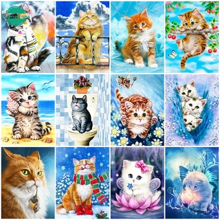 【HF】 5D DIY diamond painting full of diamond cat painting animal mosaic home wall decoration 30*40cm