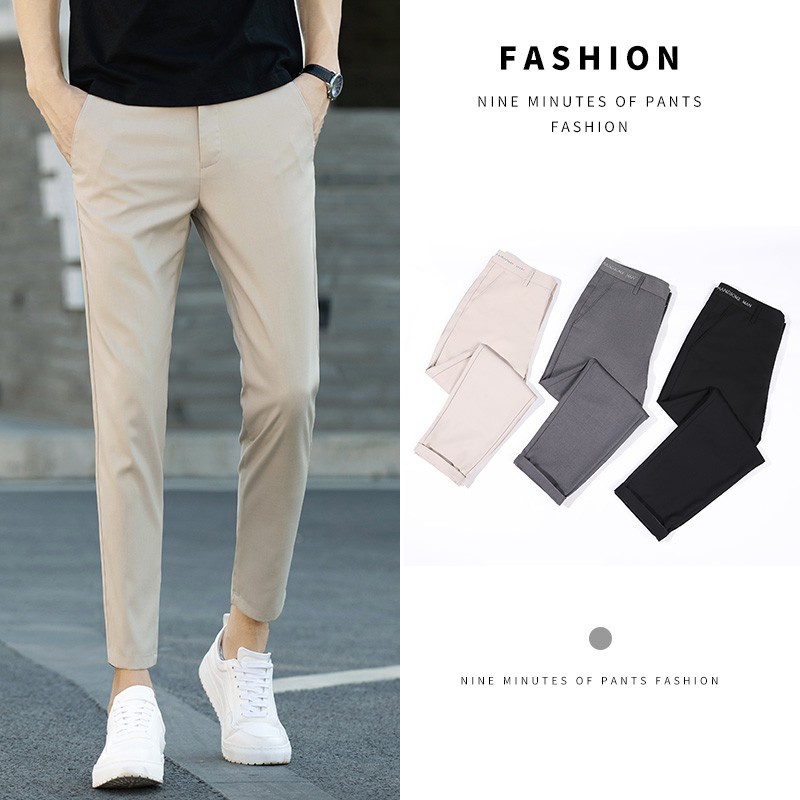 คุณภาพสูง Slack กางเกง Man กางเกงเกาหลี Seluar Slack Lelaki Slim Fit สีดําตรงตัดกางเกง Slack กางเกงผ