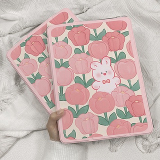 เคสแท็บเล็ต ลายดอกทิวลิป และกระต่ายน่ารัก สําหรับ Compatible For ipad10.2 gen9 gen 8 gen7 ipad 2020 2021 ipad pro 2020 2021 air3 air4 mini