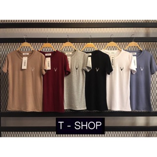 ผ้าเรย่อน ปักกวาง งานป้าย T shop