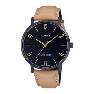 Casio Standard นาฬิกาข้อมือผู้ชาย สายหนัง สีน้ำตาล รุ่น MTP-VT01BL,MTP-VT01BL-1B,MTP-VT01BL-1BUDF