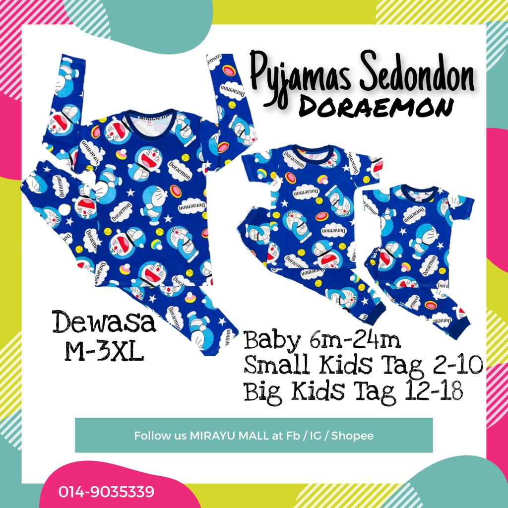 PJYAMAS SEDONDON Baby Small Kids Big Kids Adult DORAEMON