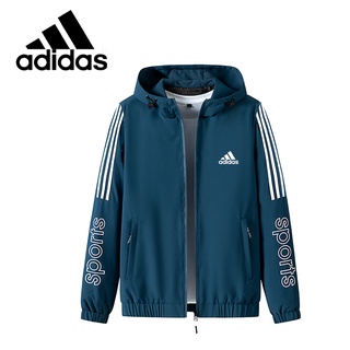 Adidas เสื้อแจ็กเก็ตกีฬา มีฮู้ด กันลม ระบายอากาศ แห้งเร็ว 100 กก. กันการสึกหรอ ไซซ์ M-5XL 2022