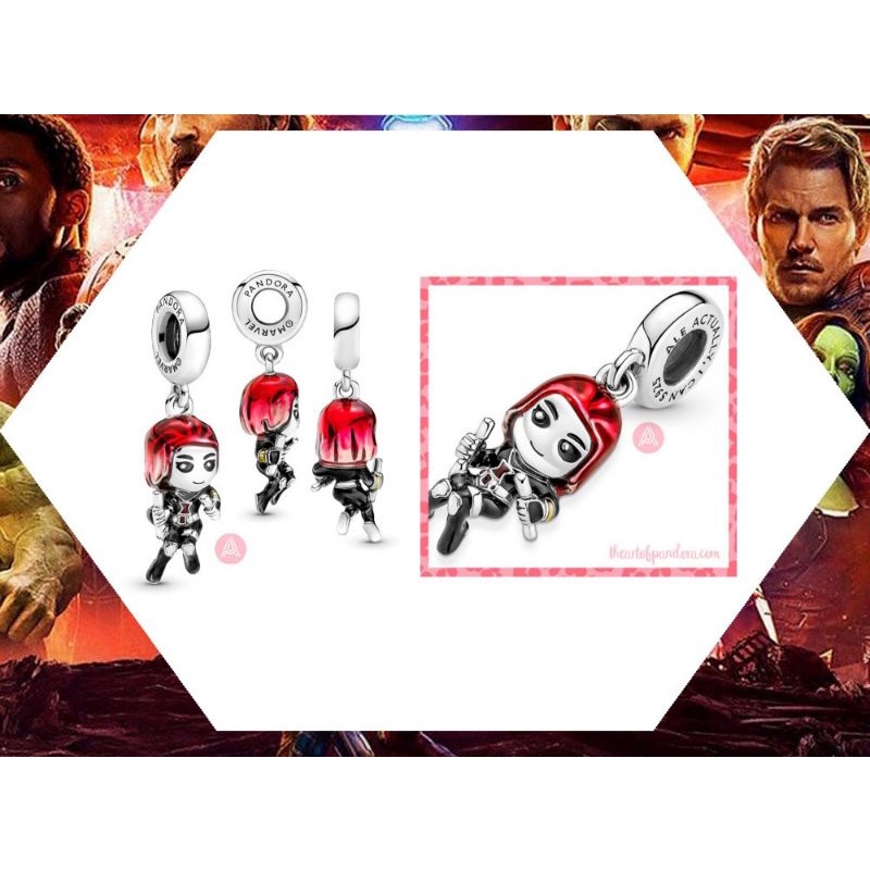 (ของแท้100%)pandora silver dangle charm Marvel x pandora black widow