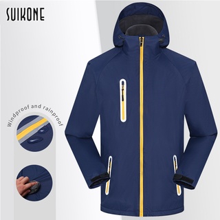 Suikone กลางแจ้ง all-in-one แจ็คเก็ตกันน้ำและ windproof hooded แจ็คเก็ตฤดูใบไม้ ร่วงและฤดูหนาวใหม่แจ็คเก็ตปีนเขา travel must-have warm เสื้อกันฝน