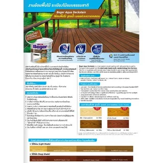Beger สีย้อมไม้ Aqua Deckstain ขนาด 3.5 ลิตร ไร้กลิ่น สีทาไม้ สีย้อมพื้นไม้สูตรน้ำ สีโชว์ลายไม้ ชนิดด้าน