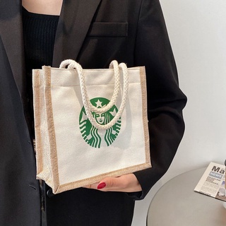 Starbucks กระเป๋าผ้าแคนวาส เบนโตะ คุณภาพสูง