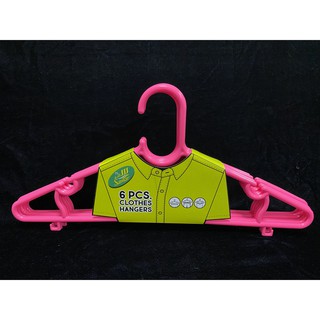 ไม้แขวนเสื้อ แพ็ค 6 สีชมพู ลายเส้น Clothes Hangers Pack size of 6 pcs Pink Color line design