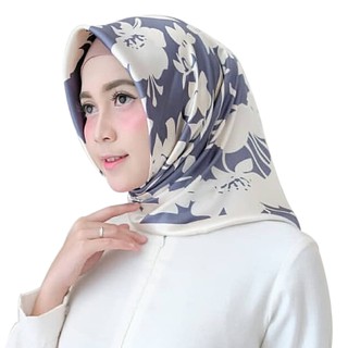 สี ดำ-ร้อนขาย90ซม. ซาตินพิมพ์ขนาดใหญ่ตารางมาเลเซียมุสลิม headscarf พันคอผ้าไหมแฟชั่นดอกไม้เงางามผู้หญิงผ้าพันคอฮิญาบ90ซม