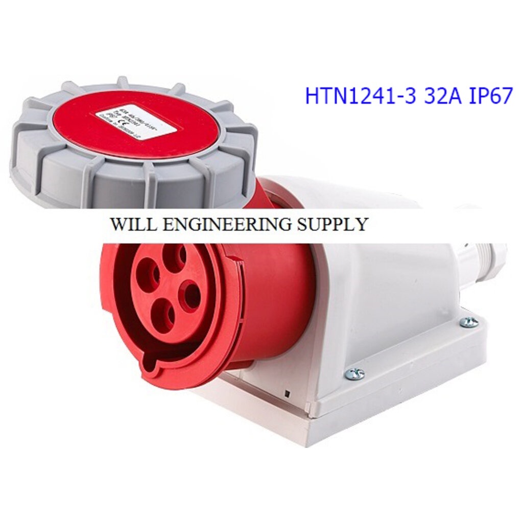 HTN1241-3 ปลั๊กตัวเมียติดลอย 3P+E 32A 440V IP67 3h
