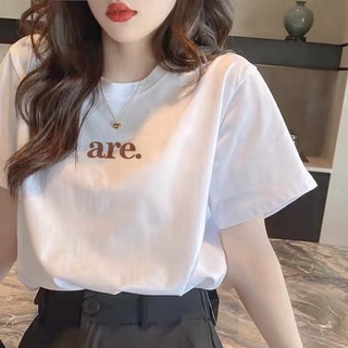 🌟พร้อมส่ง🌟 เสื้อยืด Oversize ดีเทลสกรีน 𝐚𝐫𝐞. สไตล์เกาหลี