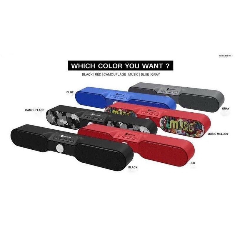ลำโพงBLUETOOTHมินิซาวด์บาร์ รุ่นNR4017 มีบลูทูธ เชื่อมต่อลำโพงได้ ต่อทีวีได้ แบตอึด สวยงาม-สีน้ำเงิน