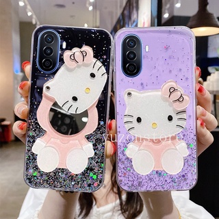 เคส Huawei Nova Y70 Nova 9 SE 8i Honor X7 X8 X9 5G 4G เคสโทรศัพท Phone Casing with Cartoon Hello Kitty Mirror Phone Case TPU Starry Sky Bling Bling Phone Back Cover