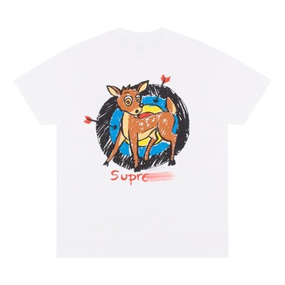 SUPREME 22SS Deer Tee Arrow Target Archery Cartoon Deer Printins Loose Short Sleeve T-shirt