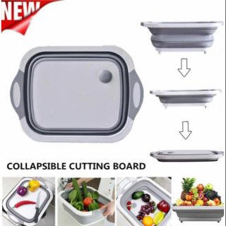 (ล๊อตใหม่) 3-in-1 Folding Cutting Board เขียงซิลิโคนพับเก็บได้ล้างผักผลไม้