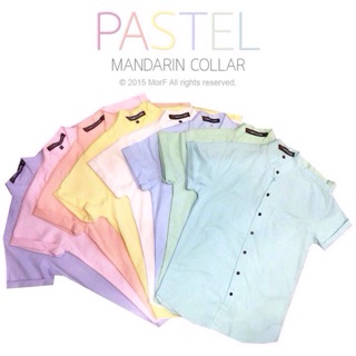 Mandarin Pastel Short Sleeve เสื้อเชิ้ต คอจีน แขนสั้น พาสเทล