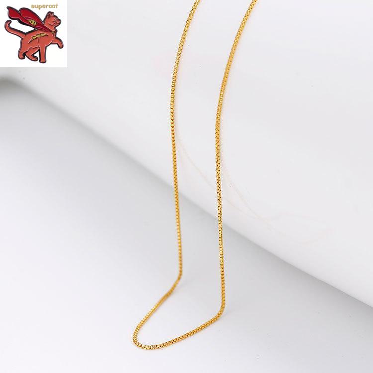 สร้อยคอทองคําสีเหลือง 18K สําหรับผู้หญิง Box Link Chain รูปที่ 5