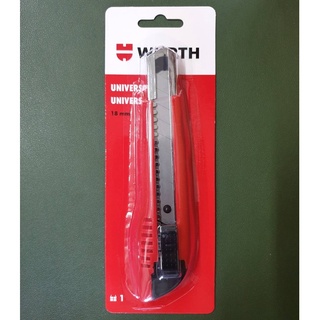 มีดคัทเตอร์ คัตเตอร์อย่างดี 18 mm WURTH พร้อมใบมีดสำรอง 2 ใบ ด้านในคัตเตอร์ CUTTER-AUTOLOCK-RED BASIC