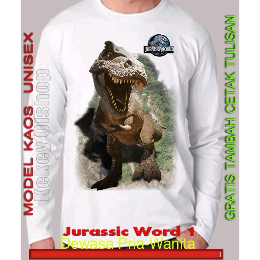 Jurassic Word 1 แขนยาวผู้ใหญ่ไซส์ unisex รุ่น / เสื้อยืด Jurassic Word แบบกําหนดเอง