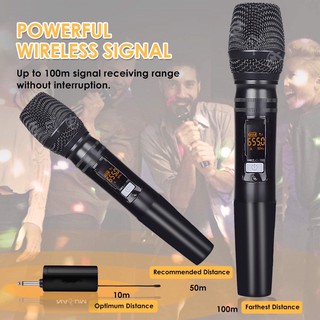 ไมโครโฟนไร้สาย ไมค์ลอยแบบพกพา ชุ่ดรับ-ส่งไมโครโฟนไร้สาย ไมค์คู๋แบบถือ Wireless Microphone UHFปรับความถี่ได้ รุ่น KTM-A-2