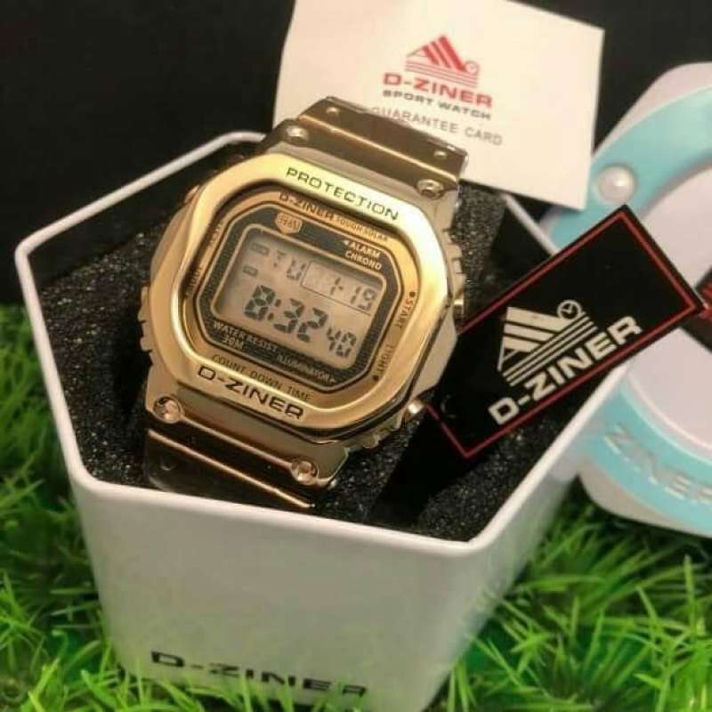 นาฬิกา D Ziner รุ่นใหม่ล่าสุด สไตล์ G shock สุดฮิต ที่กำลังนิยมในขณะนี้ ( สี PinkGold) สินค้าของแท้ 