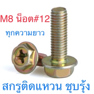 สกรูหัวหกเหลี่ยม ติดแหวนจาน ขนาด M8 น็อตเบอร์12 ทุกขนาด