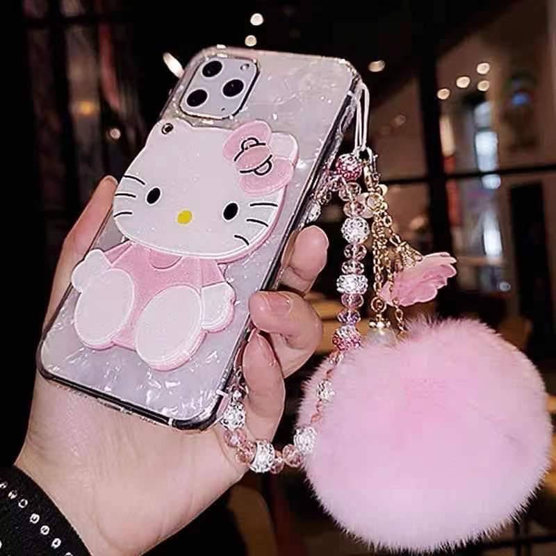 🚛พร้อมส่ง(จากไทย)เคส kittyกระจกมีพ่วงห้อย💗iphone 6/6s i7/i8/se I6plus i7plus/i8plus ix/xs ixr ixmax 
