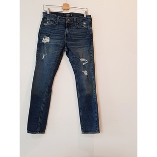 P8 Hollister ยีนส์ ยีนส์ขายาว สีน้ำเงินเข้ม Super skinny (size 30/30) * มือสอง ของแท้