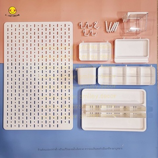 [พร้อมส่ง] Smiley Pegboard ขายแยกชิ้น อุปกรณ์เสริม แผ่นบอร์ด แบบตั้งโต๊ะ pegboard แผ่นสกัวดิส ที่แขวนของ ฐานวาง