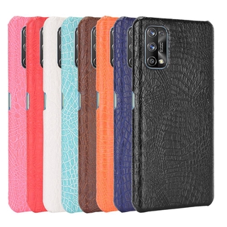 Realme 7 Pro Casing Fashion Crocodile Pattern Hard PC PU Leather Back Cover Realme7 Hard Plastic Case Phone Cover