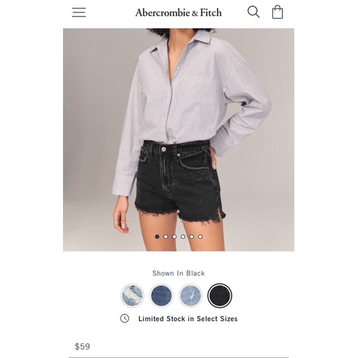 Abercrombie & Fitch HIGH RISE DENIM SHORT กางเกงยีนส์ ขาสั้น ผู้หญิง อเบอร์ครอมบี้ แอนด์ ฟิทช์