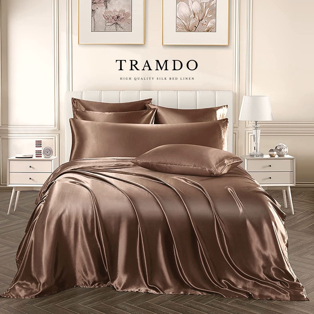 NITE9SILK TRADO BEDDING Premium Silk BEDDING Set สีน้ําตาล