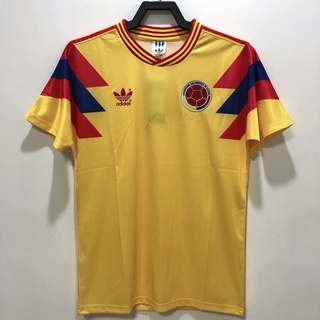 เสื้อกีฬาแขนสั้น ลายทีมชาติฟุตบอล Columbia home 1990 ชุดเหย้า สไตล์เรโทร สําหรับผู้ชาย