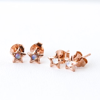 LUCY SUMMER Little Star Earring Pinkgold (ต่างหูแบบติดหู เงินแท้ พลอยแท้ รูปดาว)