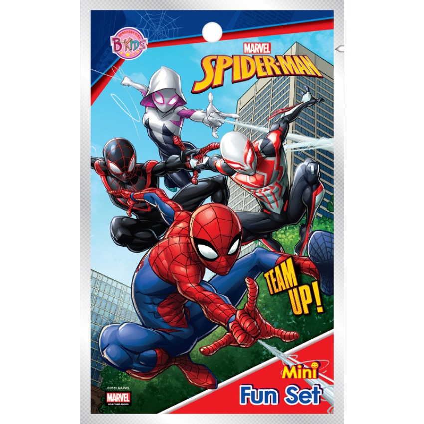 SPIDER-MAN Mini Fun Set - TEAM UP! [ขนาดพกพา=เล็กเท่าฝ่ามือ] ชุดมินิฟันเซ็ตสไปเดอร์แมน สีไม้+สติ๊กเกอร์+ตัวปั๊ม+ตลับหมึก