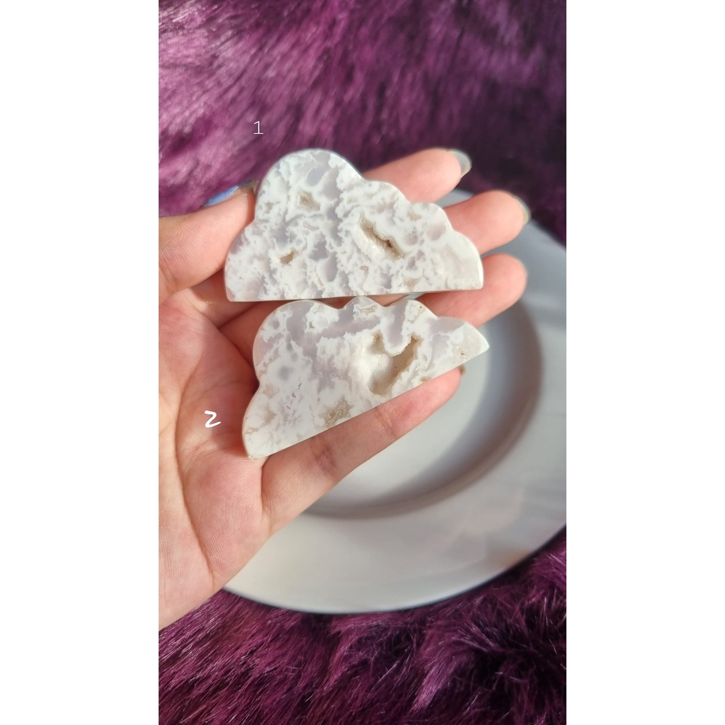 SG หุ้นท้องถิ่น Snow Druzy Agate Clouds